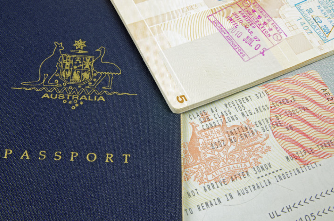 Australian passport and visa stamp